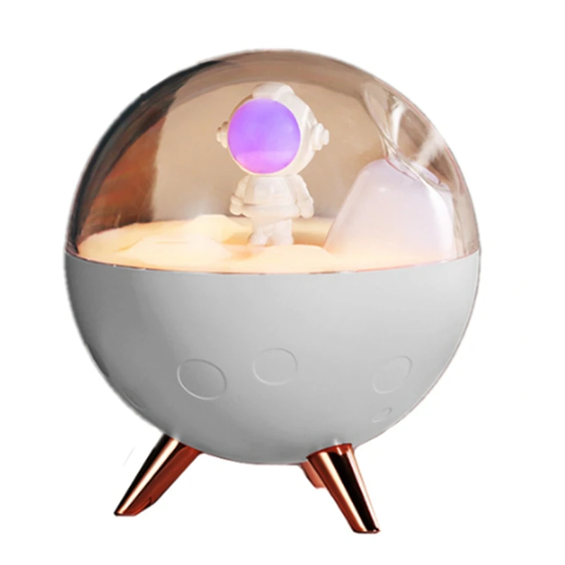 

350 мл увлажнитель воздуха, космос, астронавт, увлажнитель воздуха, USB, перезаряжаемый, батарея 2000 мАч, увлажнитель с теплым семейным освещением, для дома, белый