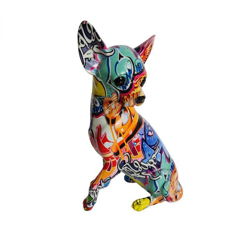 

Chihuahua Bulldog Figurine Colorful Animal Statue Modern Art Decoration Aesthetics Home Living Room Office Interior Decor