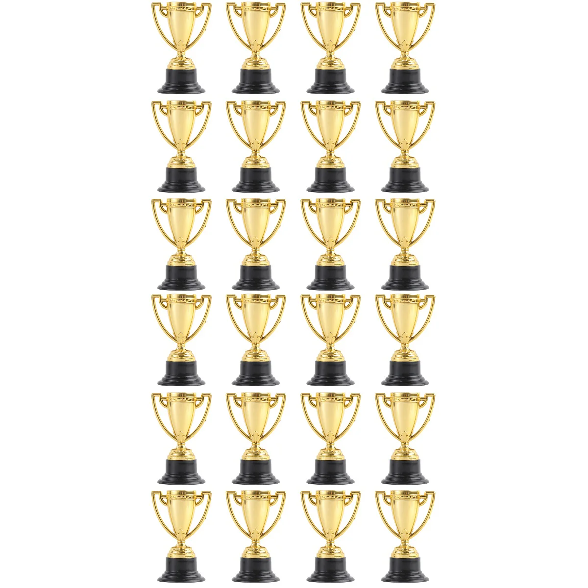 

24 pcs Golden Mini Award Trophy Plastic Reward Prizes Decor Kindergarten Kids Gift Awards Trophy with Black Base for