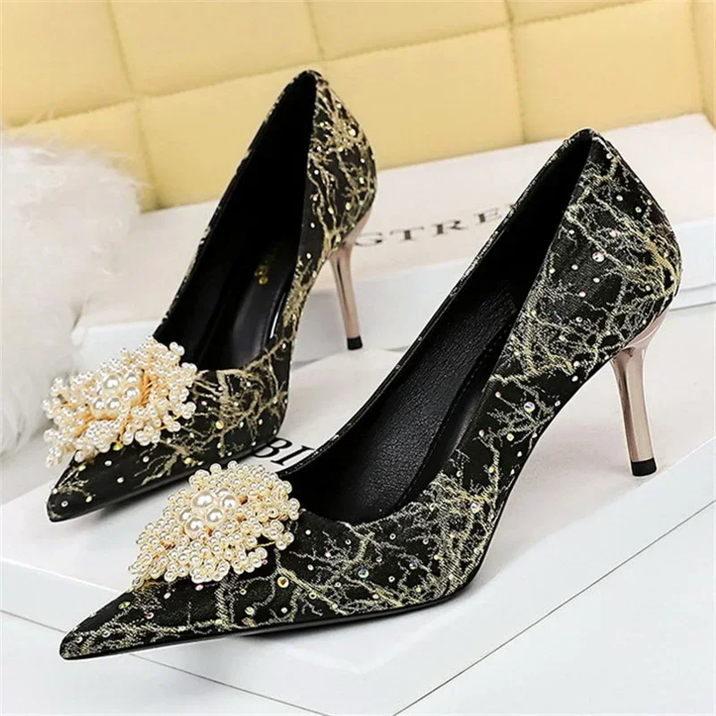 Летние туфли-лодочки BIGTREE женские на металлическом каблуке-шпильке с острым