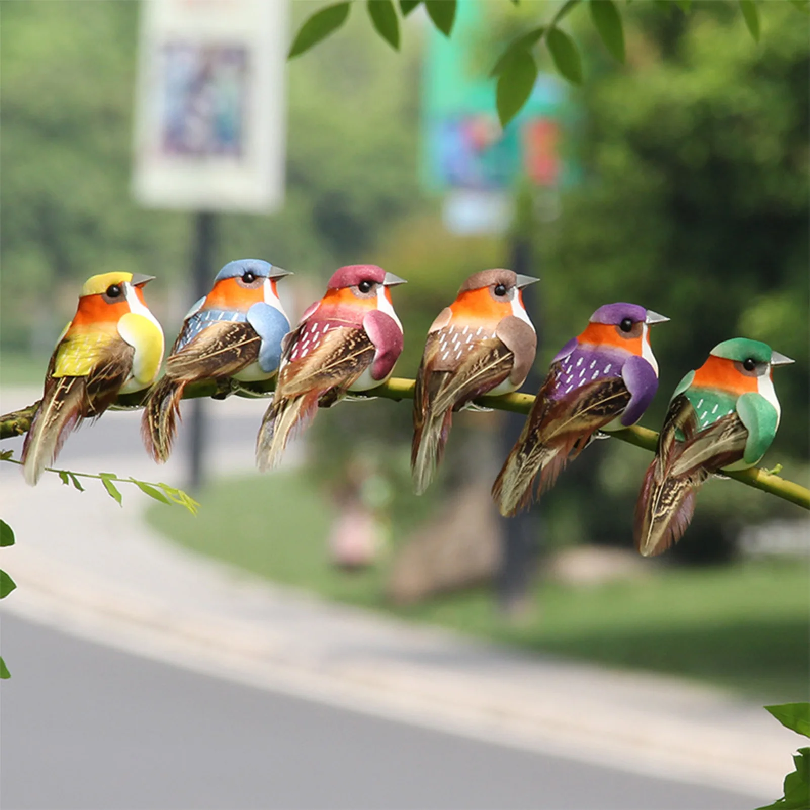 

12 шт., миниатюрные Искусственные Птицы, 12 цветов