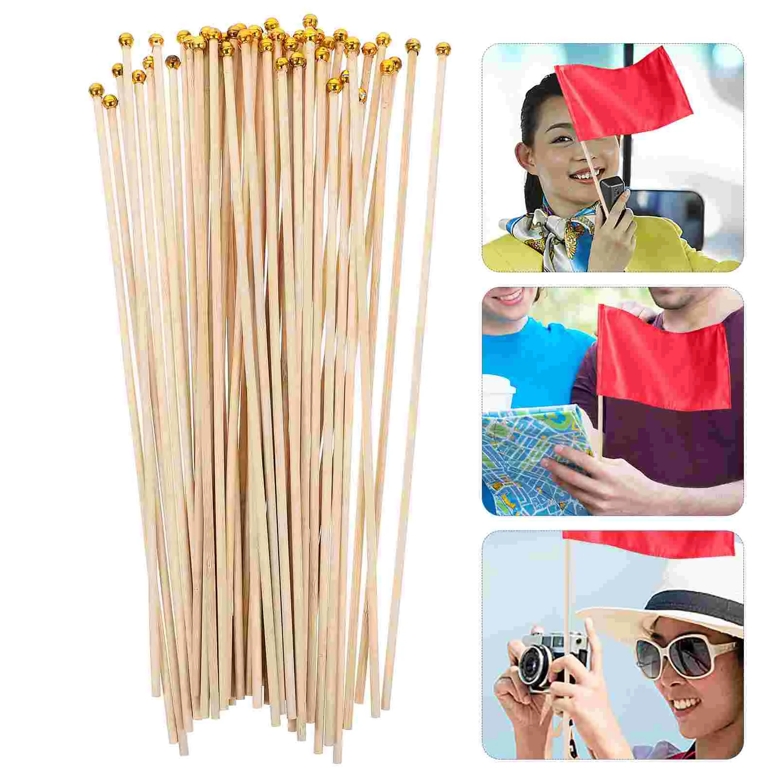 

50 Pcs Flag Pole Festive Bamboo Meeting Room Supplies Handheld Office Accessory Sports