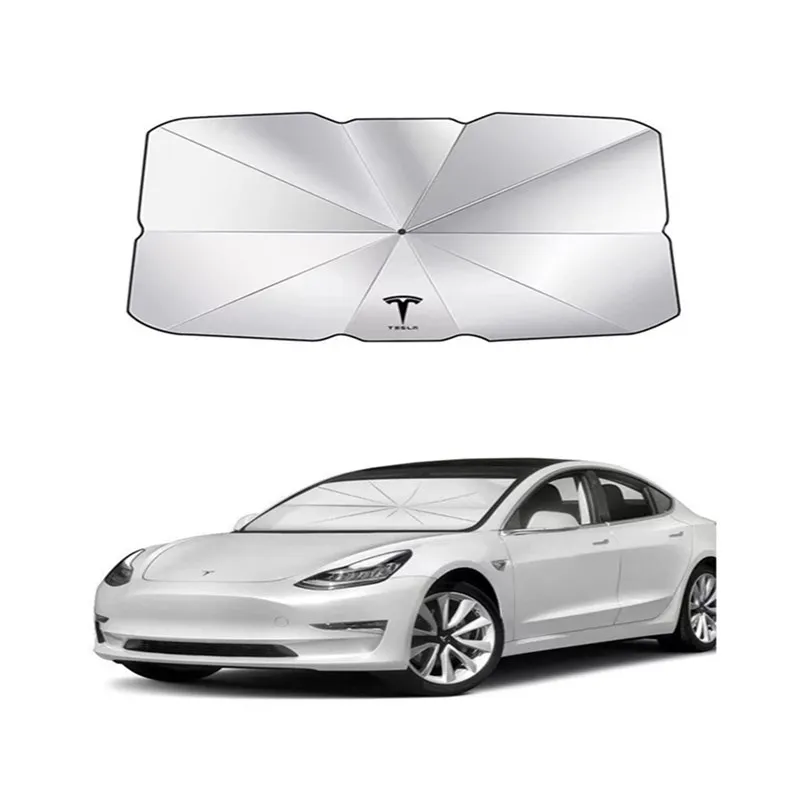 Car Logo Foldable Sun Umbrella Windshield UV Sun Shade Umbrella For Tesla Model 3 Model S Model X Model Y Car UV Shade Umbrella