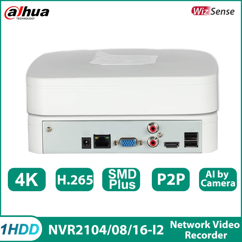 

Сетевой видеорегистратор Dahua NVR NVR2104-I2 NVR2108-I2 NVR2116-I2 с заменой NVR2104/08/16-S3, 8 каналов, Onvif 1HDD SMD WizSense