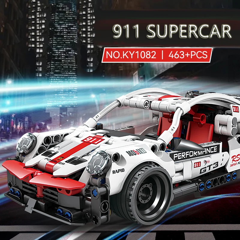 

KAZI креативная модель KY1082 из 463 + штук красивый суперкар 911 высокотехнологичная Модель гоночного блока обучающая игрушка подарок на день рождения для мальчиков