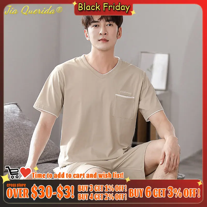 

Новые летние модные пижамы, однотонные, с круглым воротником, с коротким рукавом, короткие штаны, одежда для сна для мужчин размера плюс 4XL дл...