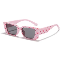 y2k narrow frame square sunglasses women vintage butterfly print blue pink sun glasses female hip hop shades uv400