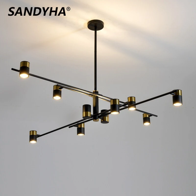 

SANDYHA Lustre Salon Design Luxe Lampara Colgante Techo Nordic Simple Strip Chandelier Led Light for Living Room Home Decor Lamp