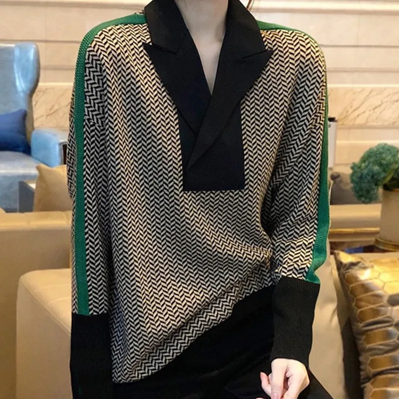 Striped Women's Sweater 2022 Trend Fashion Luxury Crochet Tops Sweaters for Women Autumn Pullover Knitted Vintage Winter Clothes