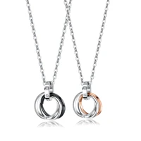 three ring pendant titanium steel necklace mens sweater chain couple stainless steel jewelry