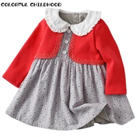 colorful childhood kids clothes spring girls long sleeve floral princess cotton dress toddler party children dresses q2021251