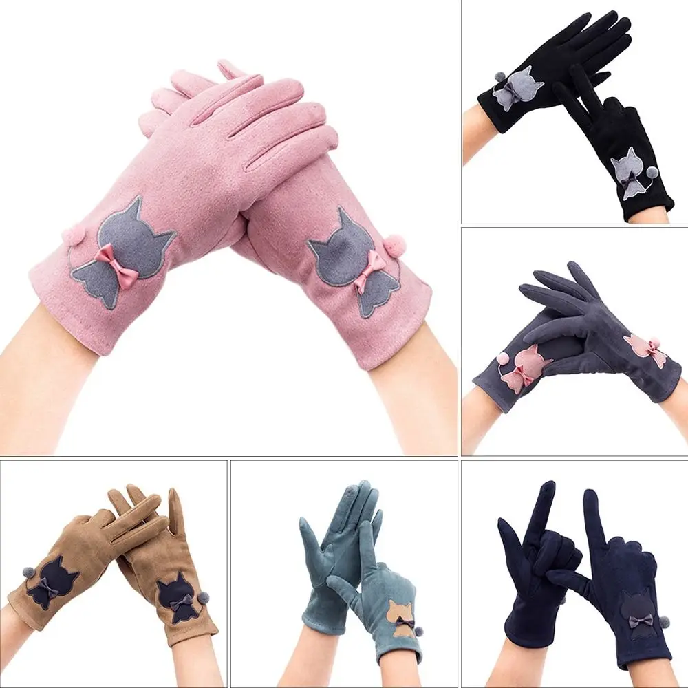 

Women Girls Driving Riding Non-Slip Touch Screen Gloves Thick Mittens Velvet