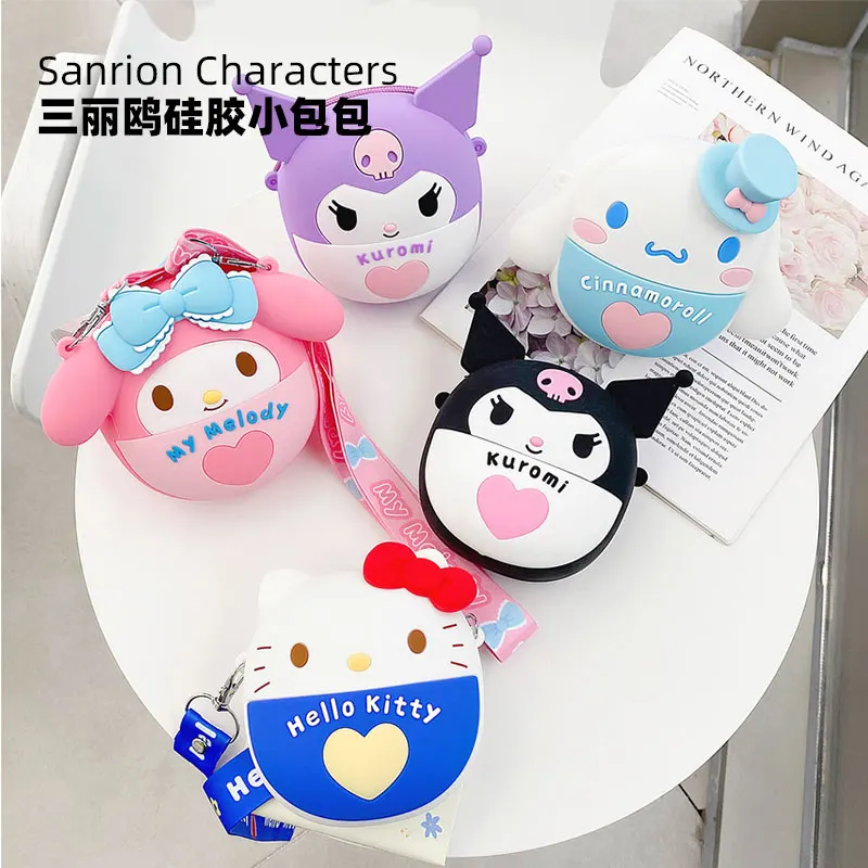 

Милые аксессуары Sanrio Hello Kittys Kuromi Cinnamoroll Mymelody мультяшный милый силиконовый кошелек для монет сумка для девочек подарок на день рождения
