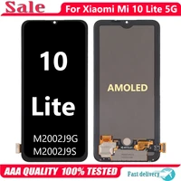 amoled original for xiaomi mi 10 lite 10lite 5g m2002j9g lcd display touch screen digitizer assembly for xiaomi mi10 lite 5g lcd