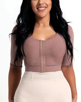 women corset shaper bra top underwear mid sleeve front entry push up sports shapewear vest lingerie