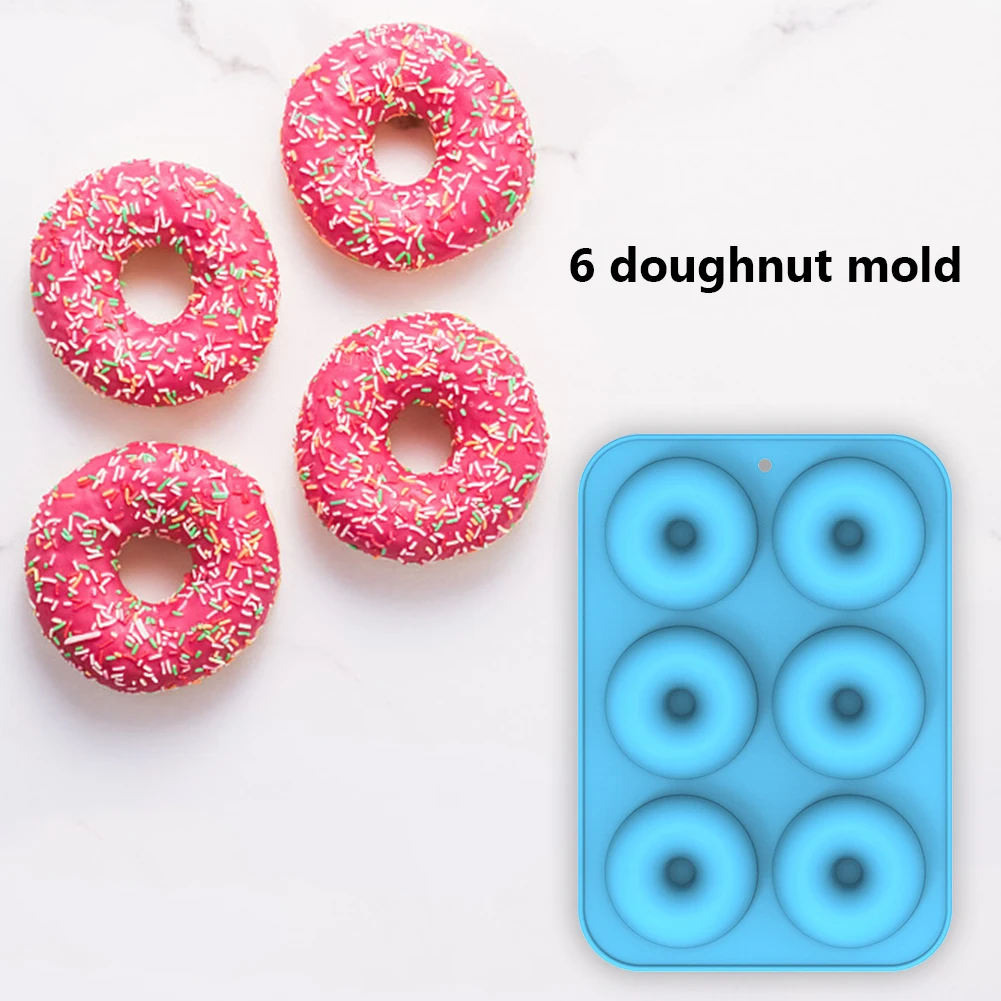 

6 Cavity Doughnut Mold Round Chocolate Pastry Bread Silicone Mold Reusable DIY Baking Tray Donut Maker Dessert Making Tool
