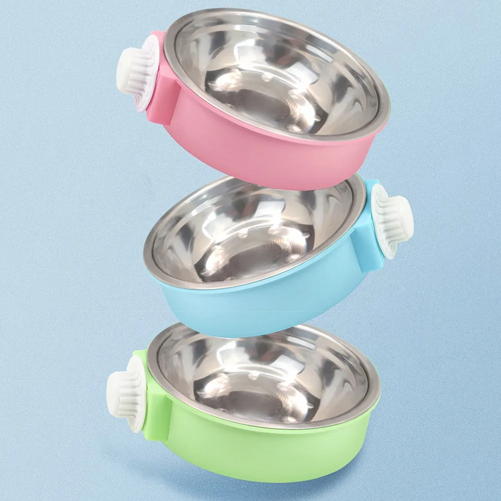 

Подвесная миска для питомцев, кормушка из нержавеющей стали с защитой от ржавчины, подвесная миска для питомцев, контейнер для еды и водная кормушка для кошек, собак, птиц