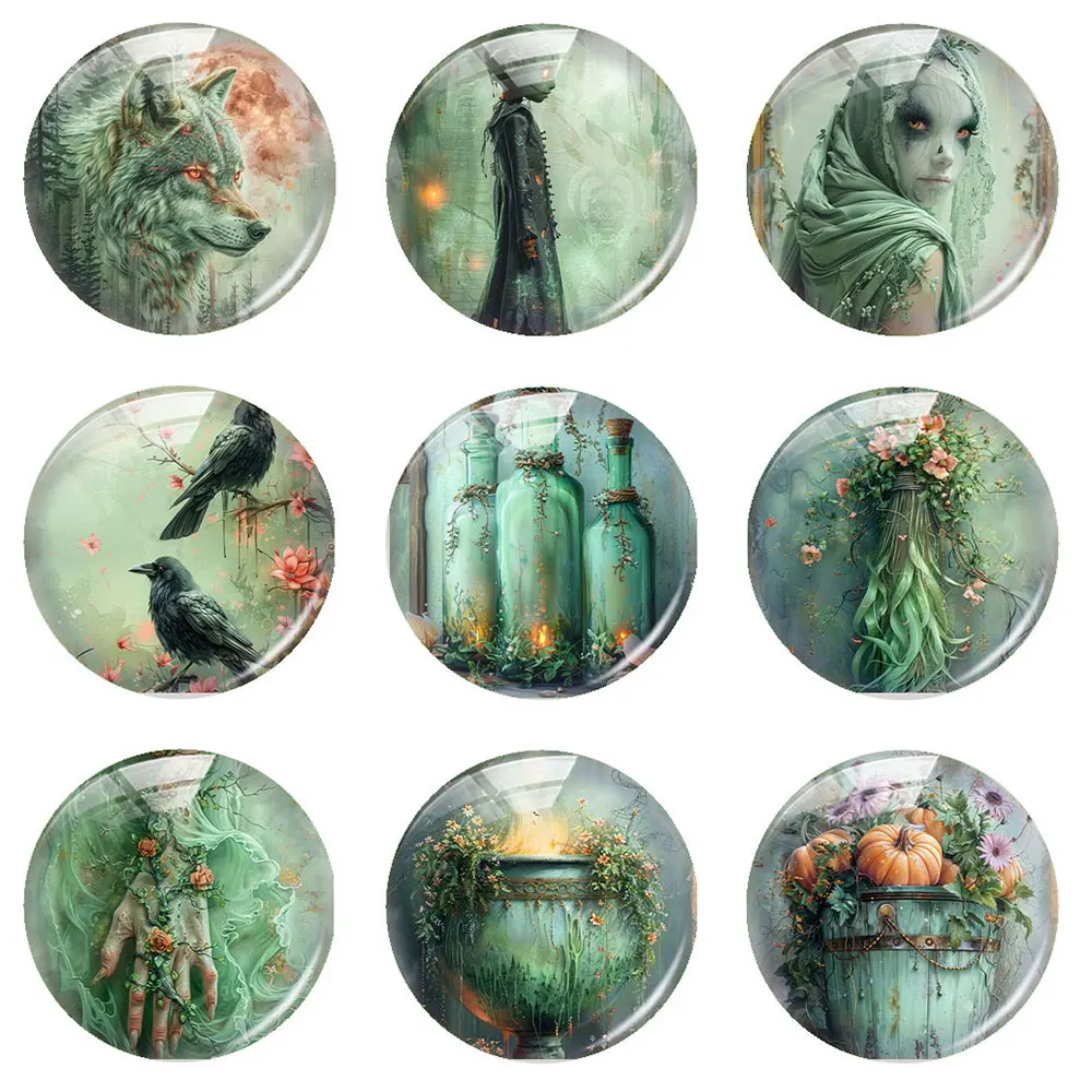 Фотокамера ручной работы на Хэллоуин готический ужас зеленый череп цветок