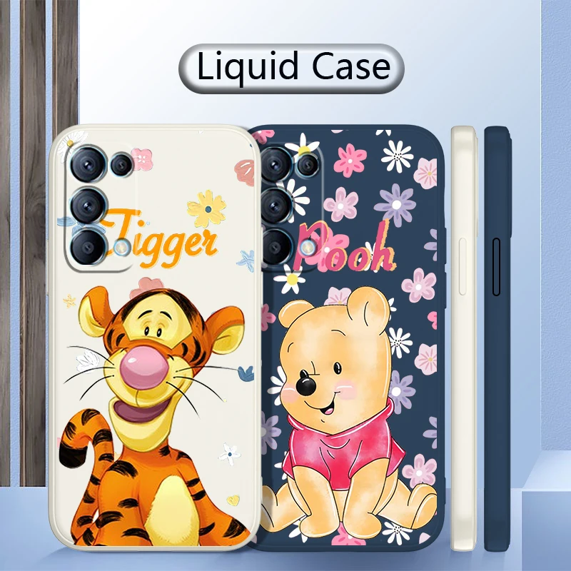 

Disney Winnie the Bear For OPPO Find X5 Pro X3 Pro X2 Neo 7Z 6 5 4Z 2Z SE Lite Pro 4G 5G Liquid Rope Silicone Phone Case