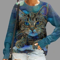 latest fashion pop harajuku animal cat fun print sweatshirt women spring pullover hip hop loose girl favorite couture streetwear