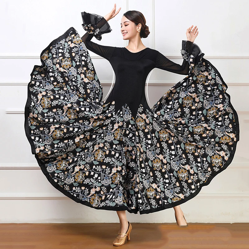 

New Modern Practice Costumes Women's Ballroom Competition Dresses Spandex Standard Waltz Tango Performance Stage Clothes ZW-HK46