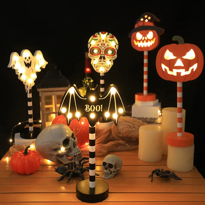 

Светильник для Хэллоуина, тыква, призрак, скелеты, деревянные ночные светильники для дома, бара, Хэллоуин, аксессуары для декора 2023