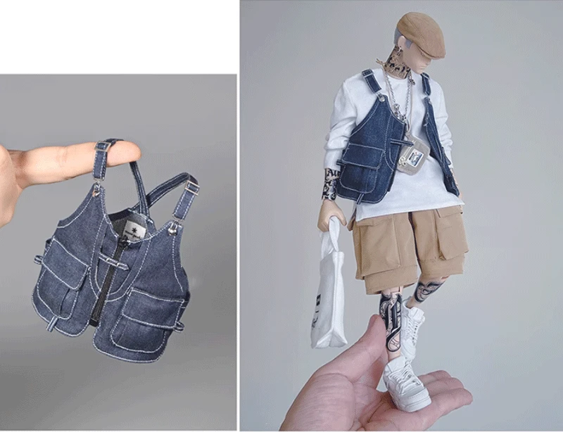 

1:6 Male Sodier Accessories Clothes Trendy Denim Vest Model for 12"Action Figure