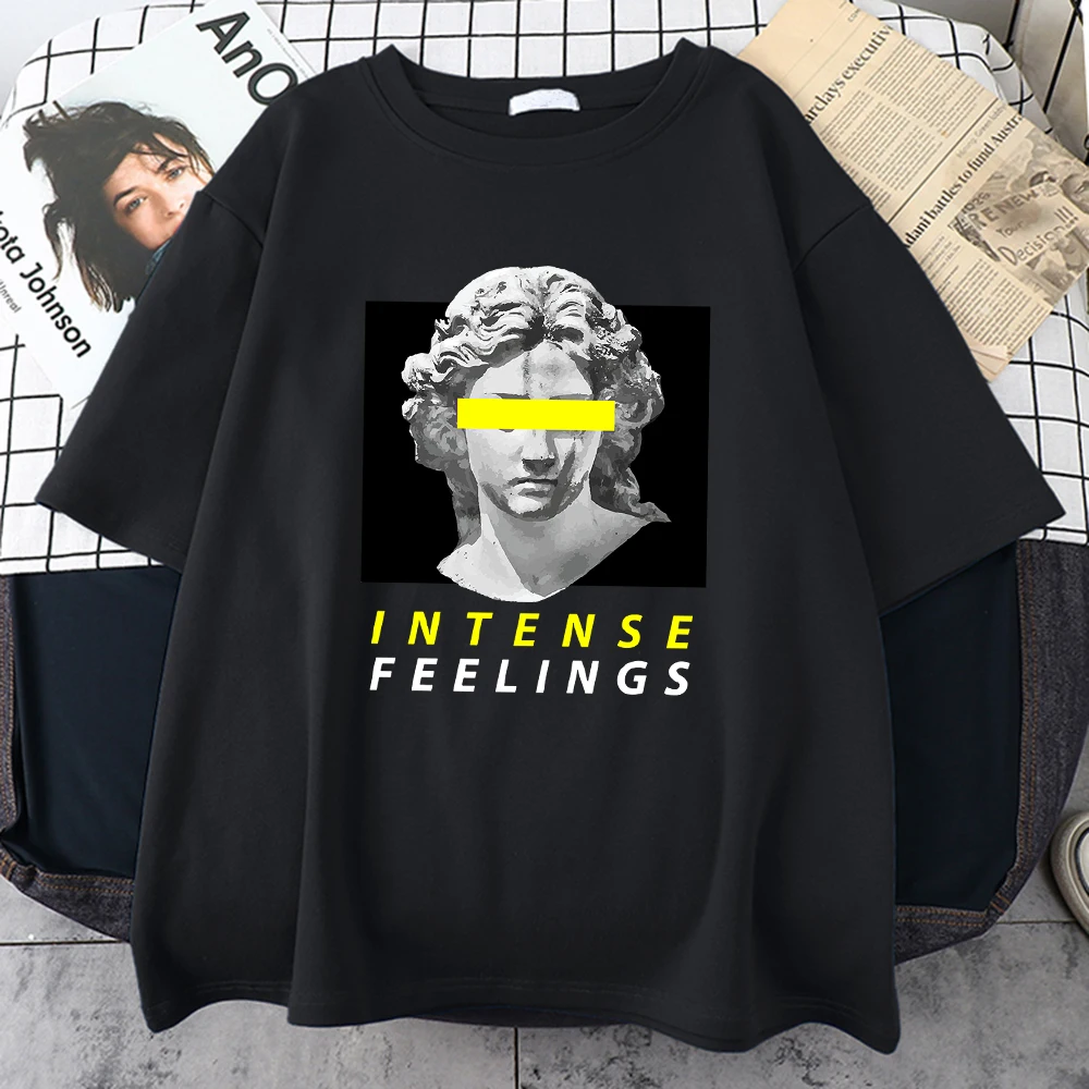 

Intense Feelings Creative Funny Sculpture Man Top Tee Hip Hop Oversized Tee Top Original Vintage T-Shirt Comfortable T-Shirts