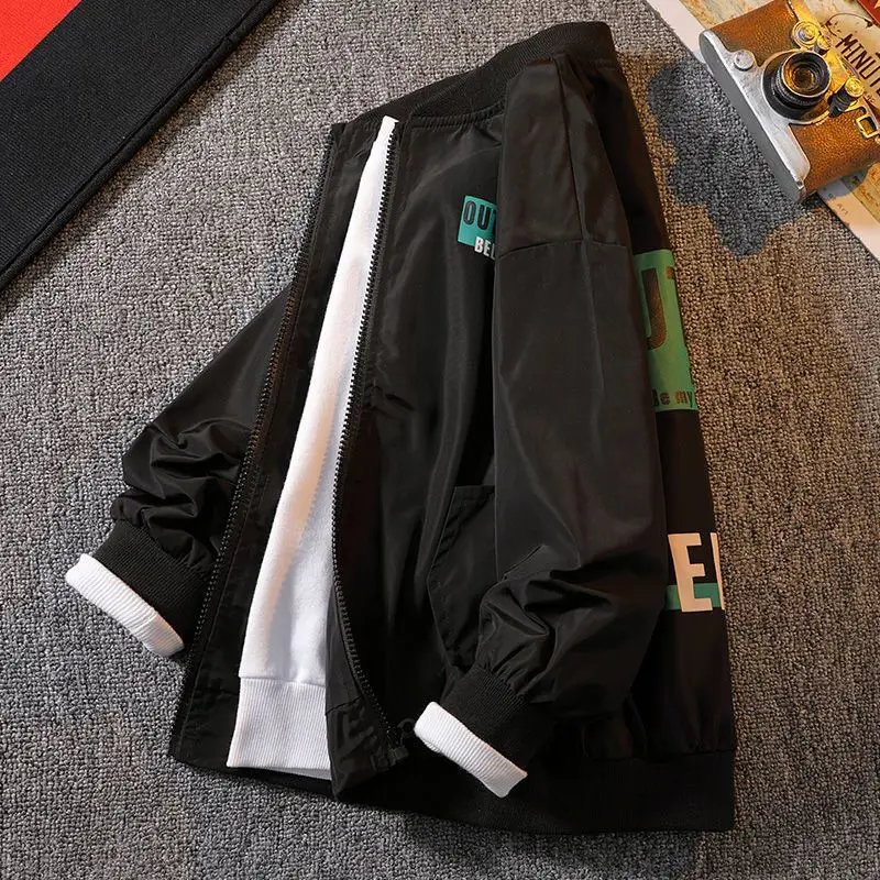 

2023 New Boys Spring Autumn Fashion Casual Letter Jackets Large Children's Section Handsome Boys Trendy Tops Christmas Teenage