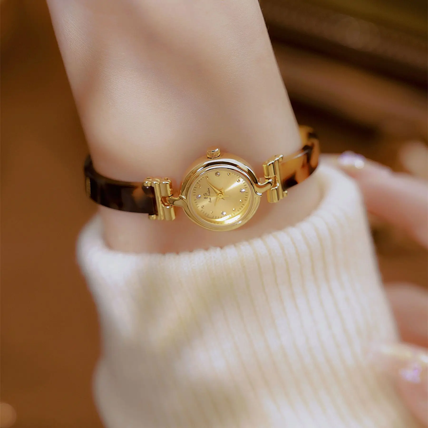 2024 премиум темперамент черепаховый янтарь винтажные часы с браслетом на цепочке