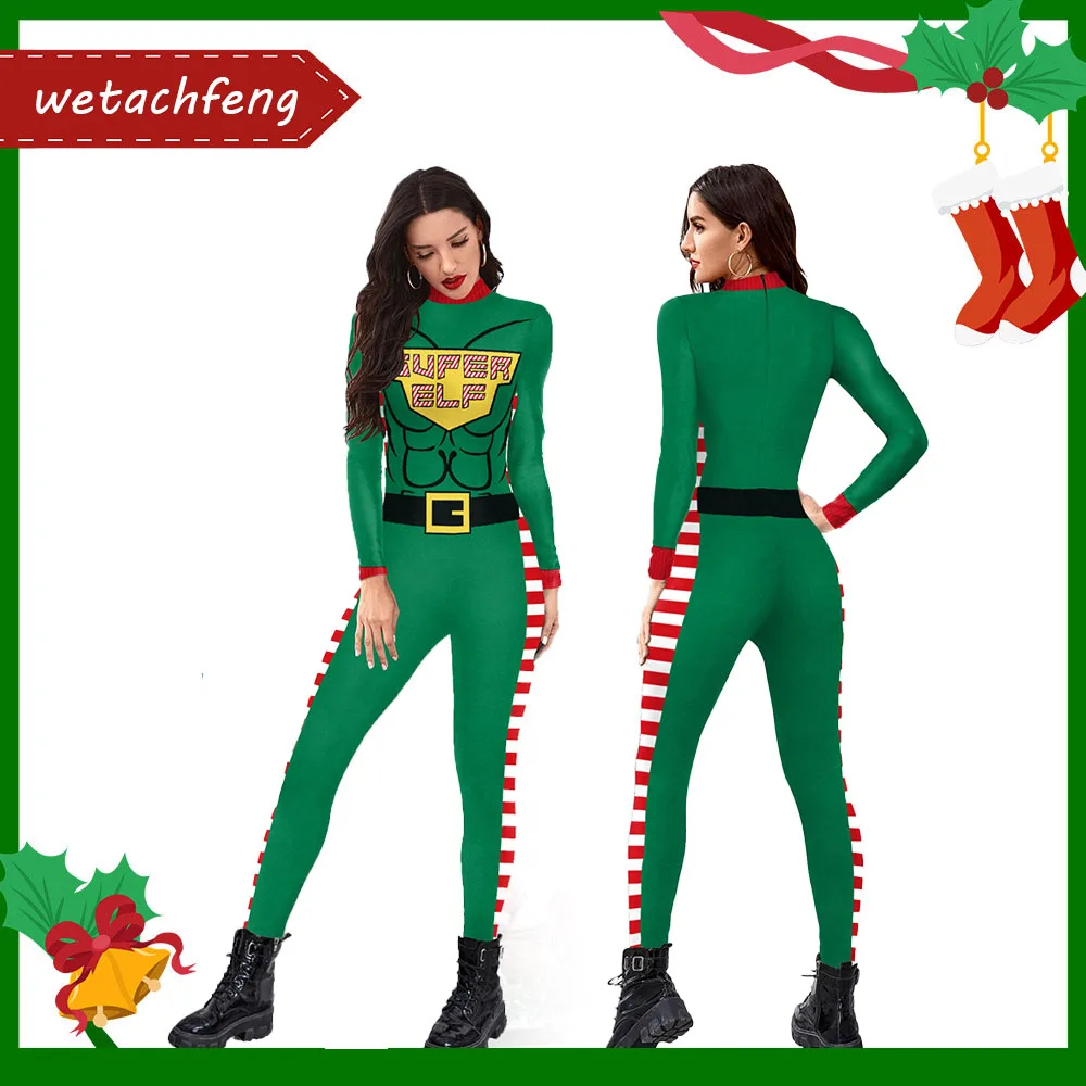 

Уродливые Рождественские комбинезоны, облегающие рождественские комбинезоны с 3D Цифровым принтом, костюм для косплея на Новый год и вечери...