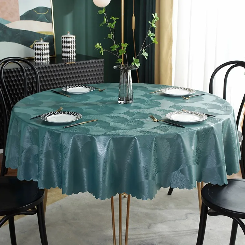 

Round table tablecloth waterproof, oil resistant, wash free, and scald resistant circular leather tablemat for household use