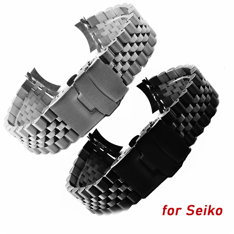 

Ремешок из нержавеющей стали для наручных часов Seiko, складная Пряжка, изогнутый металлический браслет, аксессуары для часов