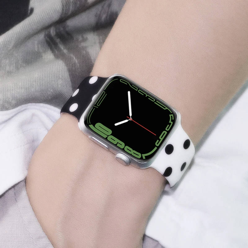 Silicone Painted Pattern Band For Apple Watch 42mm 38mm Bracelet Strap For Apple Watch Series 7 45mm 41mm 40mm 44mm Wrist Band