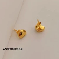 womens titanium steel 18k gold plated smooth face love three dimensional small peach heart earrings punk hip hop jewelry