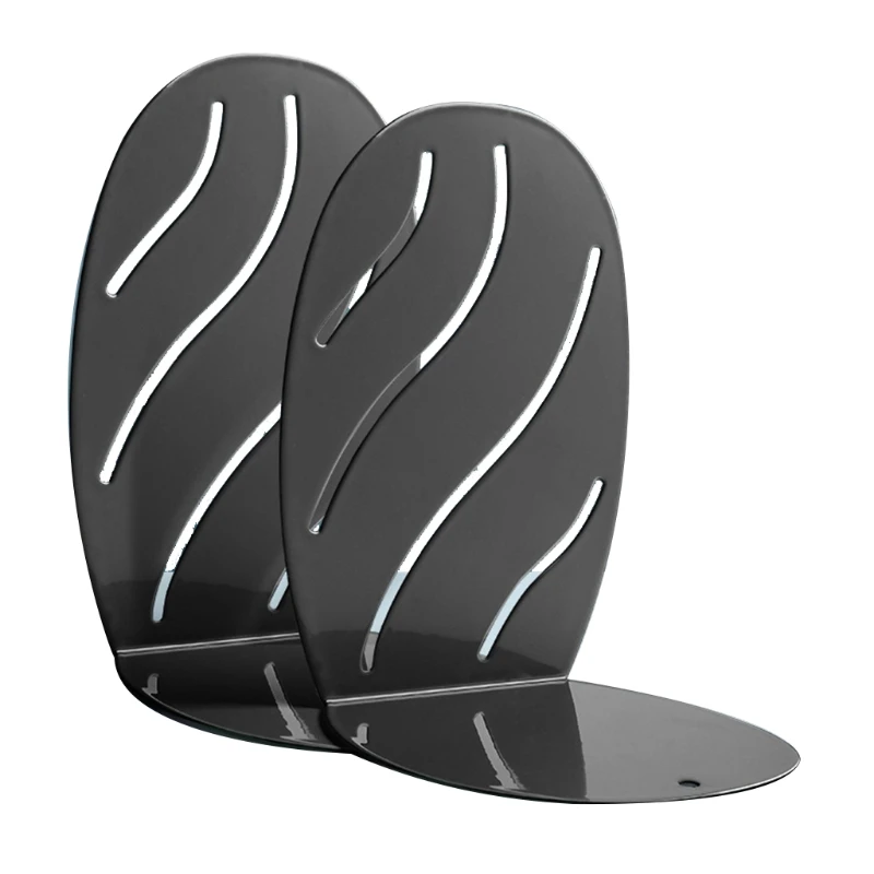 

2Kit Decorative Book Ends Metal Bookends Supports Non Skid Book Stoppers Anti-Scratch Rubber Pad Slim Book Shelf Holder