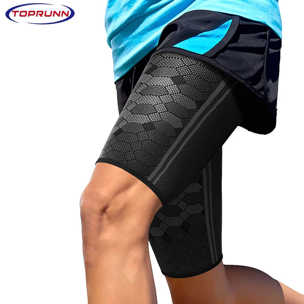 TopRunn 1Pc Thigh Compression Sleeves–Quad and Hamstring Support–Upper Leg Sleeves for Men Women–Breathable Elastic AntiSlip |