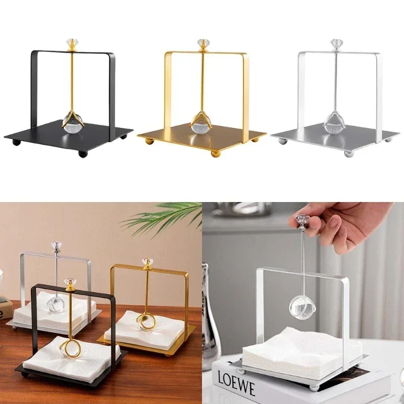 

Room Restaurant Tissue Tissue Wrought Ball Cases Decorative Box Tissue Living Crystal Holder Ornaments Iron Storage