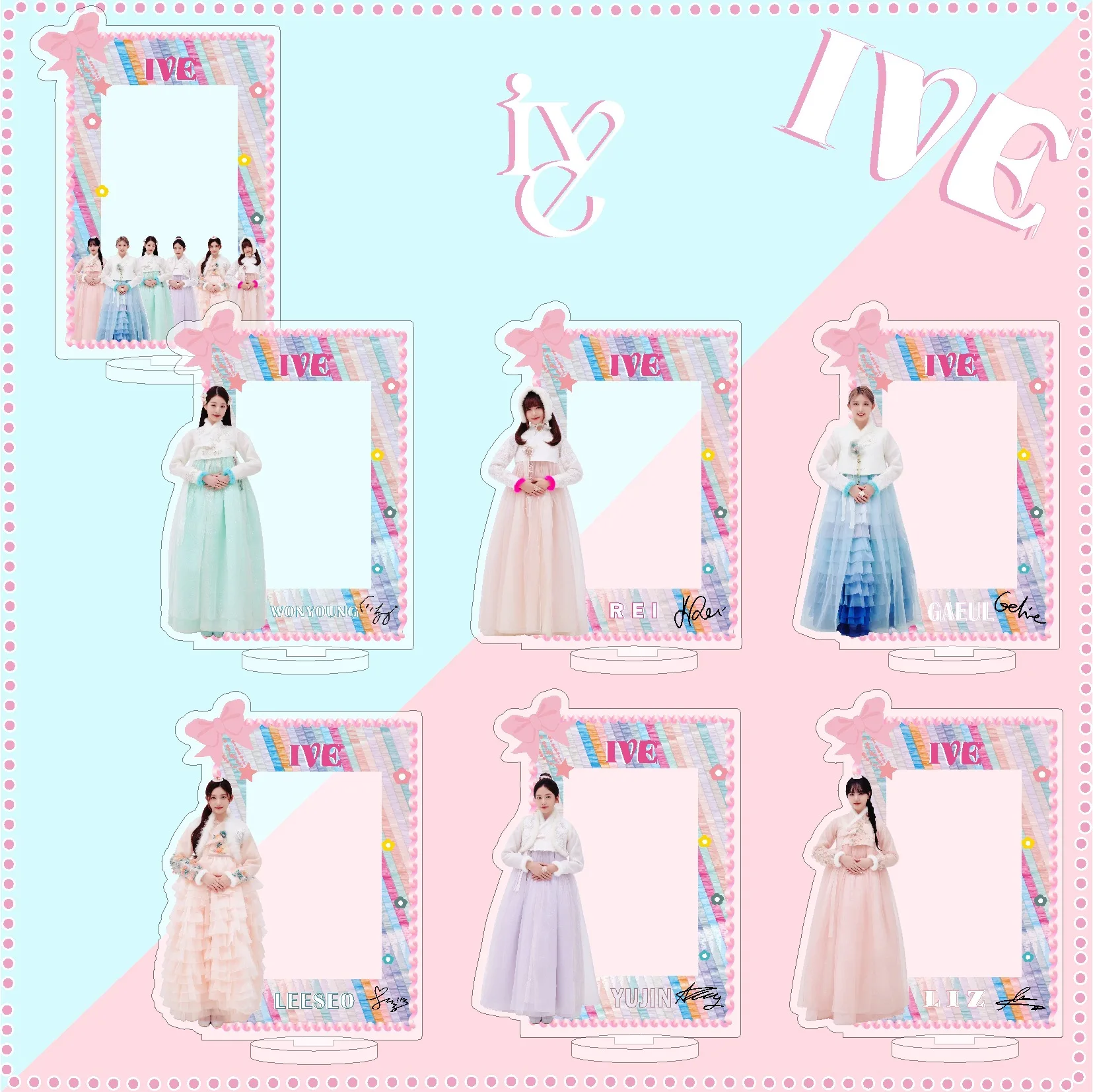 

IVE 23New Card Frame Acrylic Standing Desktop Signs Desktop Decoration For Fans Collection Yujin GAEUL Wonyoung LIZ REI LEESEO