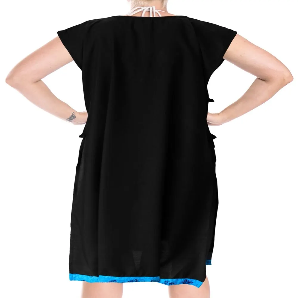 

Women`s Swimsuit Cover ups Mini Oversized Dress L-XL Black-B958