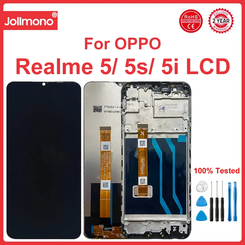 6 5 &quotдля Oppo Realme 5s 5i ЖК-дисплей с рамкой кодирующий преобразователь сенсорного