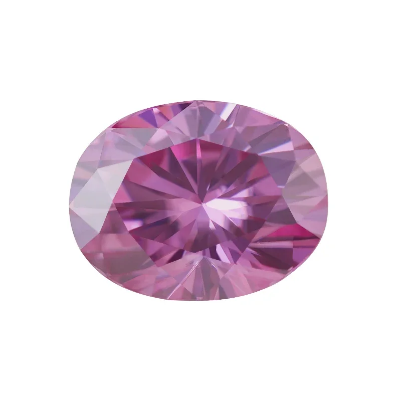 

Pink Color Oval Cut Synthetic Lab Created Heat Diamond Certified Gemstone Passed Diamond Tester Comes with GRA Certificate