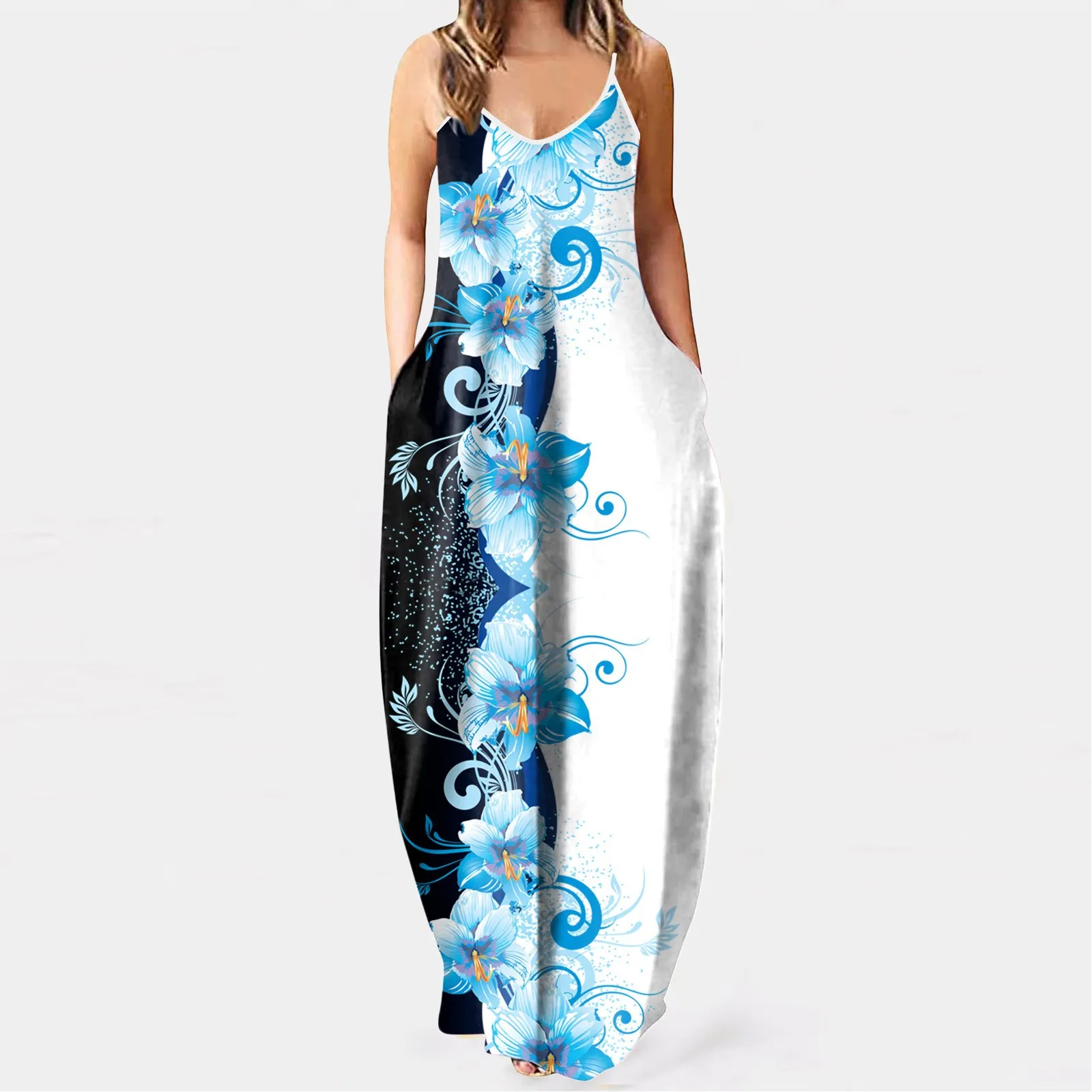 

Женский Повседневный сарафан с V-образным вырезом, свободного покроя