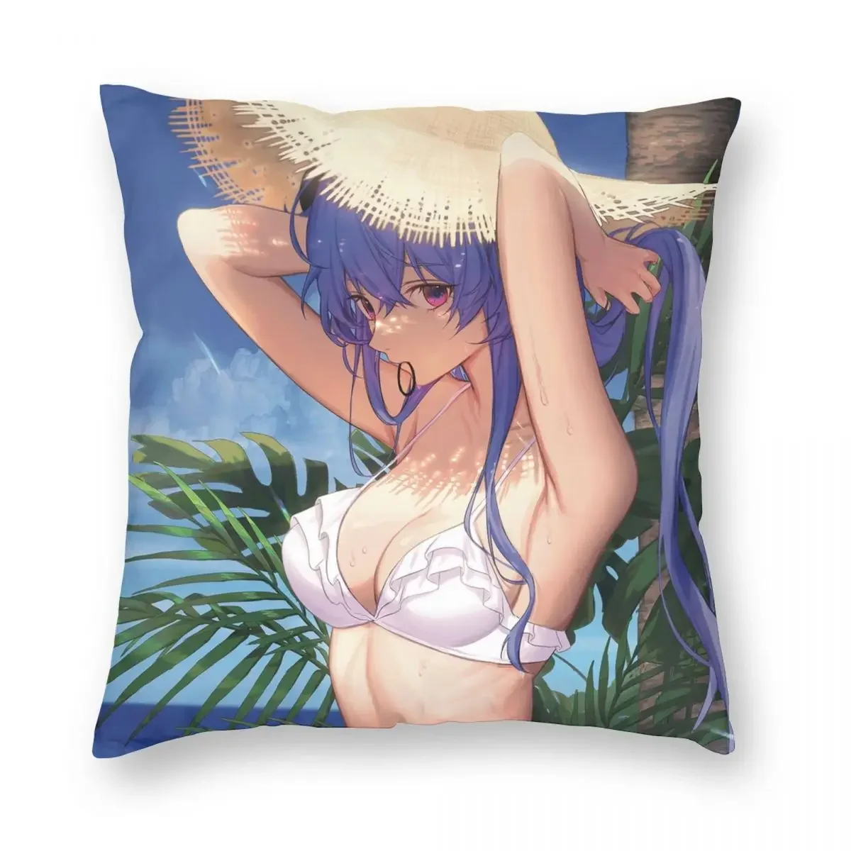 Genshin Impact Ganyu Crescent Moon Квадратная Наволочка 18-дюймовая Тканевая Декоративная С