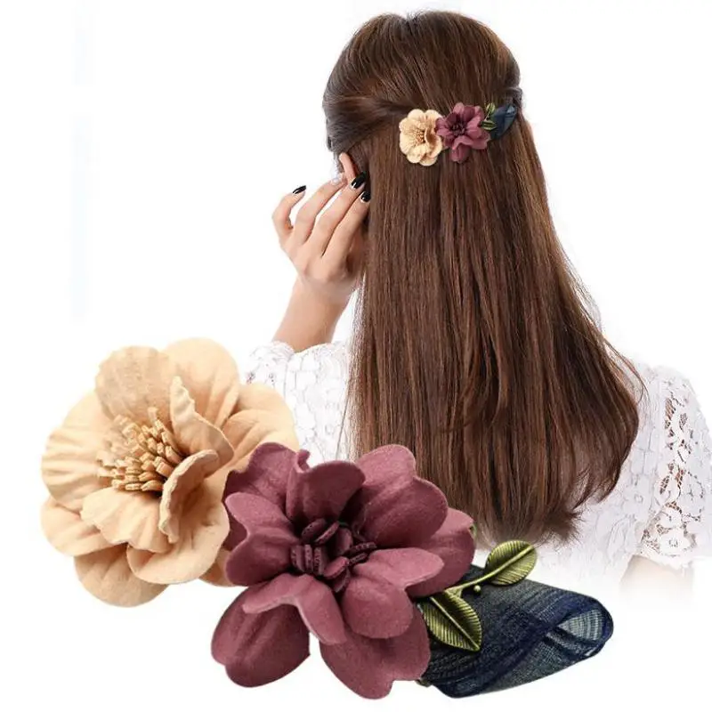 

Модная женская заколка для волос с синими и зелеными цветами, Корейская женская заколка для волос с цветами, женские заколки для волос, аксе...