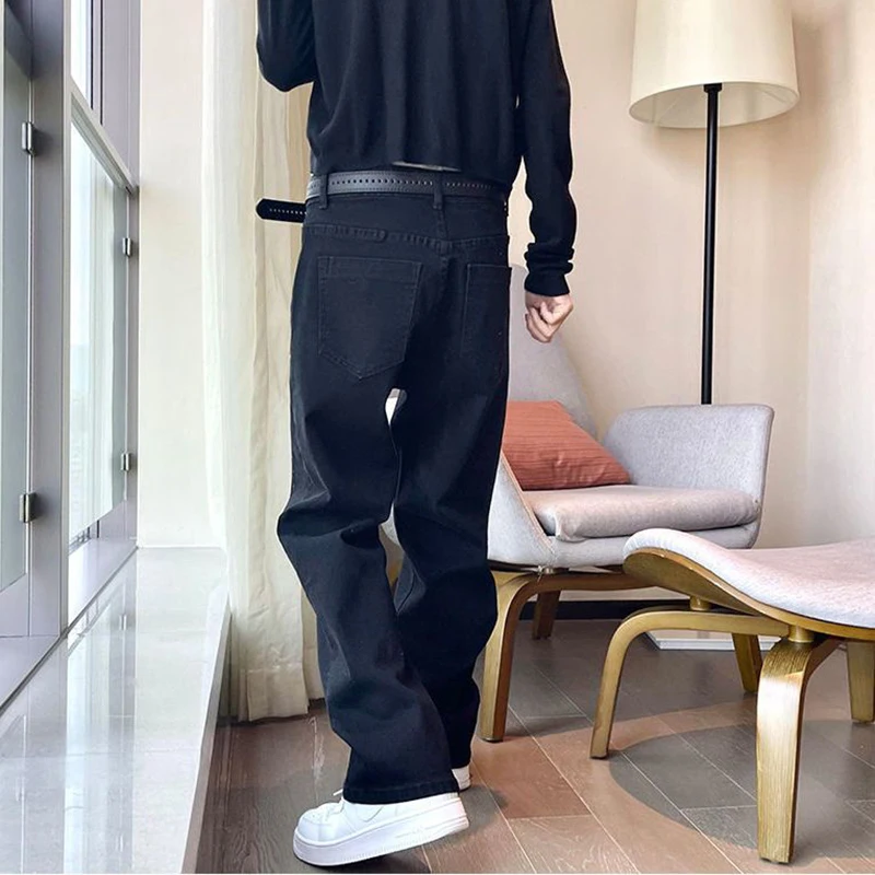 Jeans Men's 2022 Spring and Autumn New Men's Vintage Washed Black Fashion Casual Loose Straight Pants traf