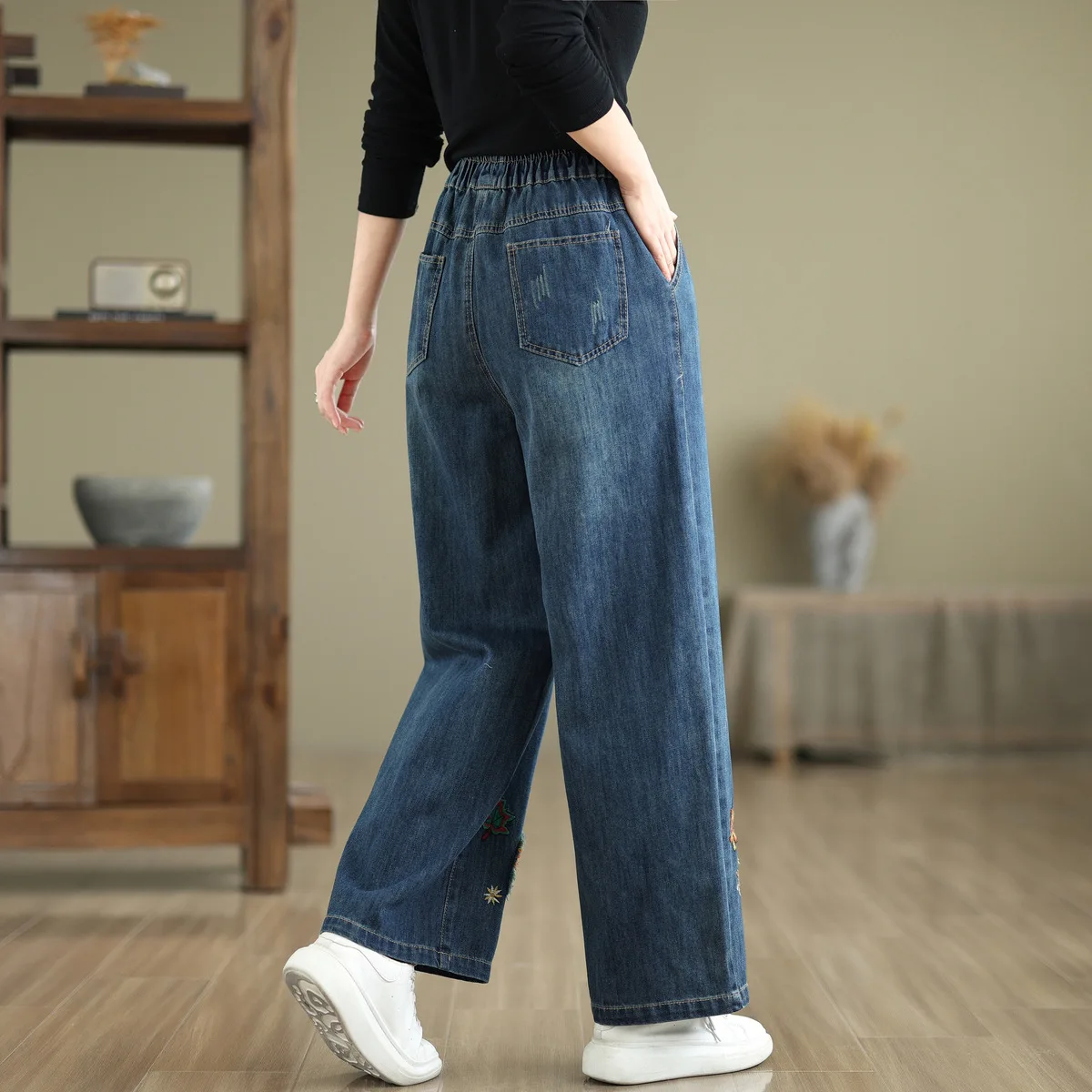 Женские винтажные прямые джинсовые брюки Aricaca с высокой талией модные