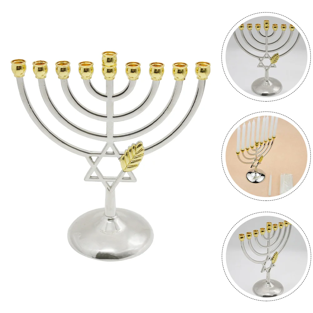

Holder Hanukkah Candlestick Jewish Menorah Metalholders Stand Branch Desktop Table Candelabra Chanukah Base Festival Decoration