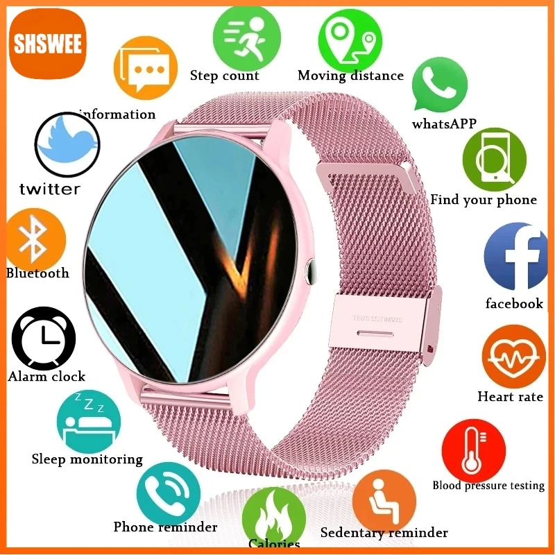 

2022 Women Smartwatch Clock Real-time Weather Forecast Activity Tracker Heart Rate Sports Ladies Smart Watch Men for Android IOS