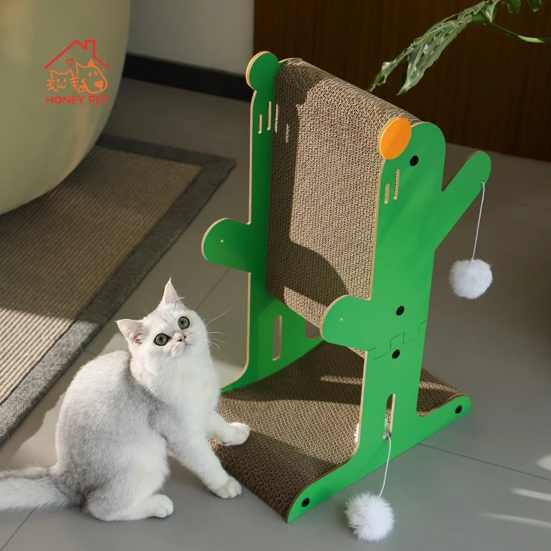 HONEY Pet Вертикальная Когтеточка для кошек Гофрированная бумага Кактус Большая